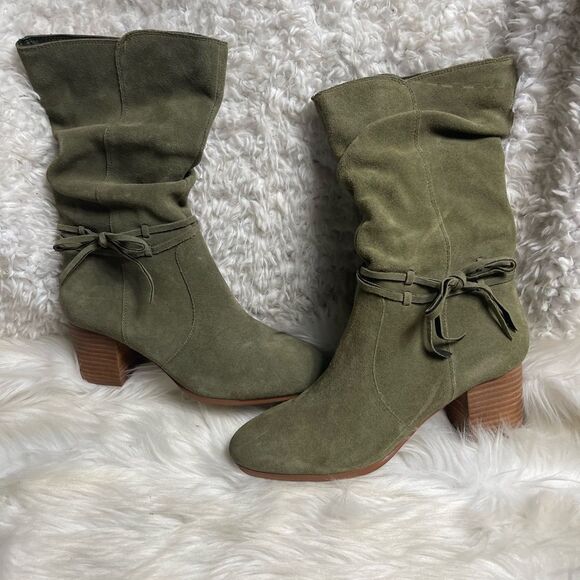 Violet & Red Shoes - NWOT VIOLET & RED Janine Tall Shaft leather Suede olive green Boots  size 9M